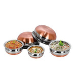KC Stainless Steel Copper Bottom Kitchen Serving, Cooking Bowl | Biryani Handi | Handi Set 5-Pieces with Cover