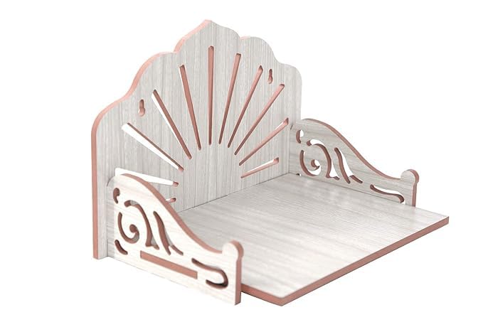 Curious Crafts Haven Decent & Beautiful Wooden Pooja Mandir for Home | Puja Stand for Home, Office and Shop | Wooden Wall Mounted Hanging Puja Temple, Mandir Devghar Stand Temple Home (Style 12)