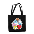 TheYaYaCafe BTS Printed Canvas Cotton Black Tote Bag With Zipper For Womens And Girls