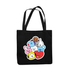 TheYaYaCafe BTS Printed Canvas Cotton Black Tote Bag With Zipper For Womens And Girls