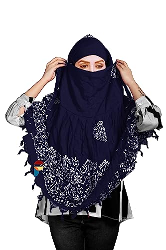 PRACHARAN Women Cotton Stylish Hand Printed Scarf, Anti Pollution Full Face Scarf With Uv Sun Rays Protection Scarf For Women, Dust Scarf (Blue Batik), For Female
