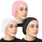 PAROPKAR Women Hijab Undercap Hijab Scarf For Muslim Women Under Scarf Hijab Cap Solid Colour Hijab Tube Unisex Stretch Dreadlocks Tube Neck Gaiter & Neck Warmern Bandana (Black Peach White)