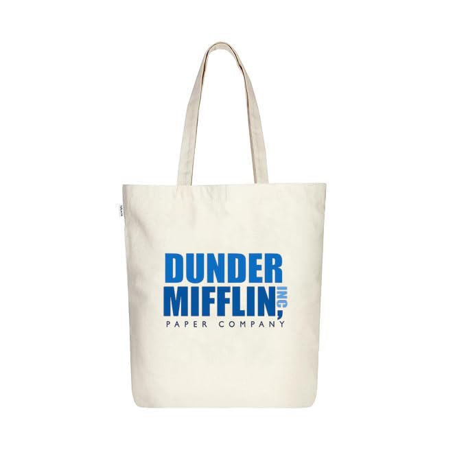 THE UMBRELLA STORE Dunder Mifflin Cotton Canvas Tote Bag | The Office-Inspired Reusable Shopping & Daily Carry Bag | Eco-Friendly & Durable