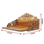 LET'S DIY Small Wooden Handcrafted Temple with Carved Side Design | Home Mandir & Set Top Box Stand for Home and Office (Pack of 1)