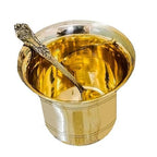 Griscon Pure Brass Puja Patra Panch Patra Jal Patra and Spoon for Pooja Samagri. (6 cm Height) (Golden, Brass)