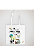 TAJNAN Reusable Tote Bags - 100% Organic Cotton Grocery Bag - Eco-Friendly, Multi-Purpose - Sturdy Canvas Bag with 15kgs Capacity - Multiple Stylish Designs (Pack of 1 - Traveller)