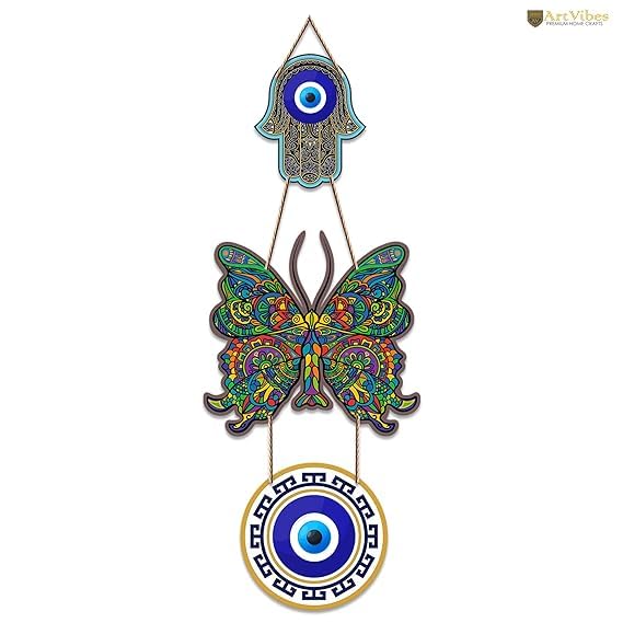 Artvibes Beautiful Butterfly MDF Wood Wall Hanger Ornaments For Vastu For Home Decoration | Livingroom | Spiritual Decor Items | Wall Illustrations | Ethnic Wall Decor | Wall Art Print (WH_8501NN)