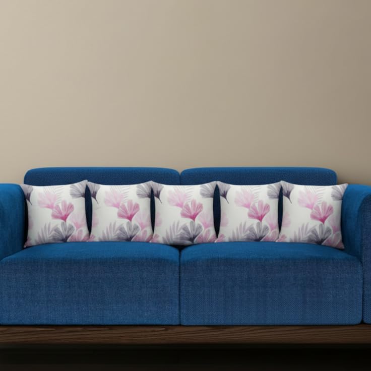 Trance Home Linen Set of 5 Premium Cotton 12x12 inch Cushion Covers for Sofa and Diwan | Small Cushion Covers – (12x12 inch | 30cmx30cm, Paradise Pink) – Set of 5
