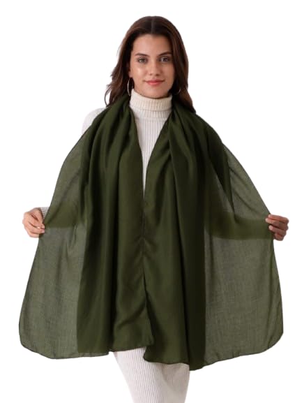 Beau Design Scarf, Lightweight Shawl Wrap for Women, Multiple Colours Available (Olive Green)