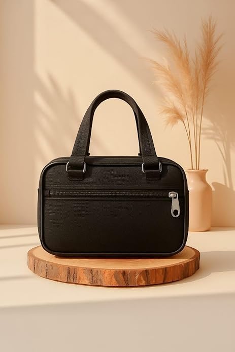 ZIAKO Mini Handbag for Women, Compact Black Travel Tote with Double Handle, Zip Closure, Small Purse for Phone, Wallet & Essentials, Office, College, Casual & Daily Use