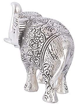 Prince Home Decor & Gifts Metal Elephant for Home Décor ( Silver , Large ).