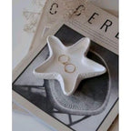 SCENSIA Concrete Jewelry Tray Trinket Dish, Decorative Star Fish Vanity Key Tray for Women – Cute Jewelry Plate, Ring Holder, Aesthetic Room Decor, White, Perfect for Birthday & Home Accessories