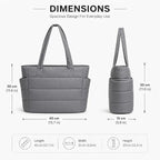 PEXCOO Premium Large Tote Bag for Women with Compartments, Quilted Puffer Shoulder Handbag with Laptop Compartment, Stylish Office, College & Travel Bag for Women, Work & Daily Use