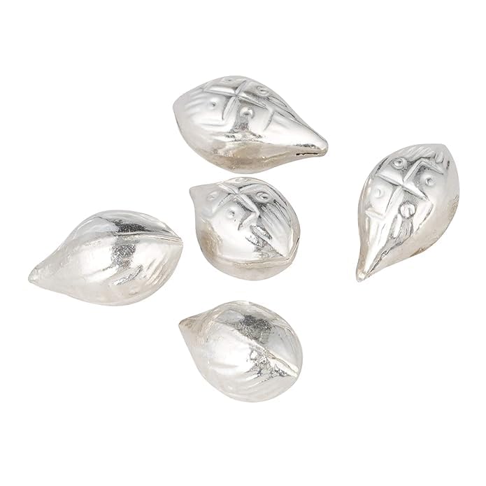 DHRUVS COLLECTION 925 Silver Nariyal - Coconut for Pooja, Decoration, Temple & Gifting Purposes - 5.5 Grams, Pack of 5