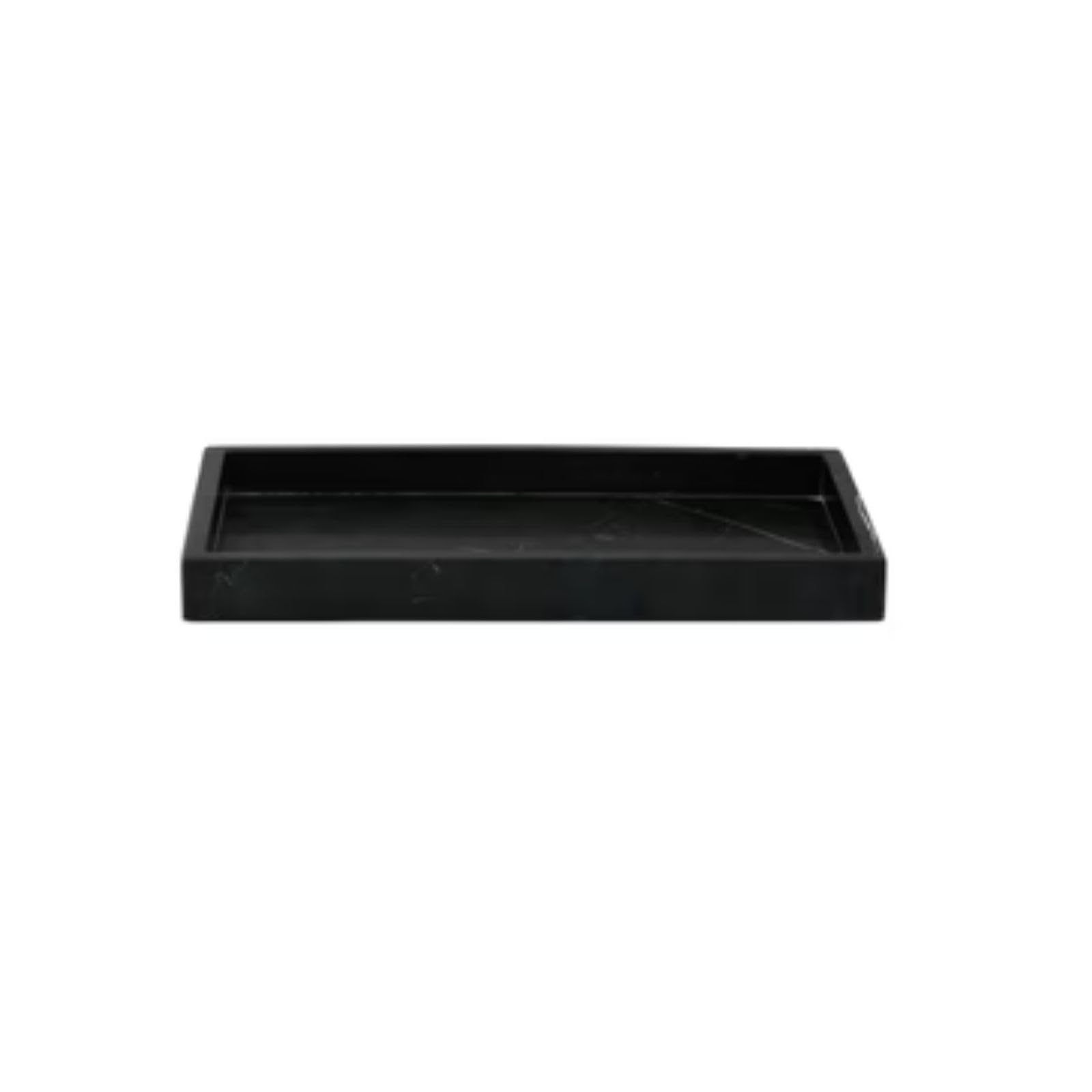 Decorage Rectangular Black Marble Tray Multipurpose Decorative Organizer with Raised Edges Elegant Vanity and Serving Platter for Bathroom Kitchen Dining Table and Home Decor 14 by 7 Inches