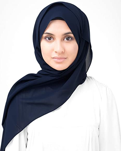 ICW Georgette Stripe Scarf Stoles For Women (Malaysian Georgette Fabric) (Blue), For Female