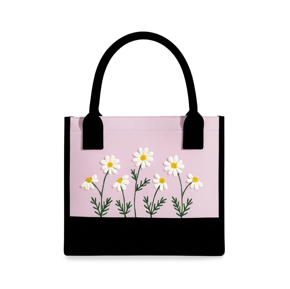 ECOCARRY Cotton Tote Bag For Woman Stylish | Embroidered Canvas Hand Bag With Floral Design | Latest Casual Shoulder Bag Zipper For College Girls, Office, Daily Use, Travel, Beach, Shopping (Purple)