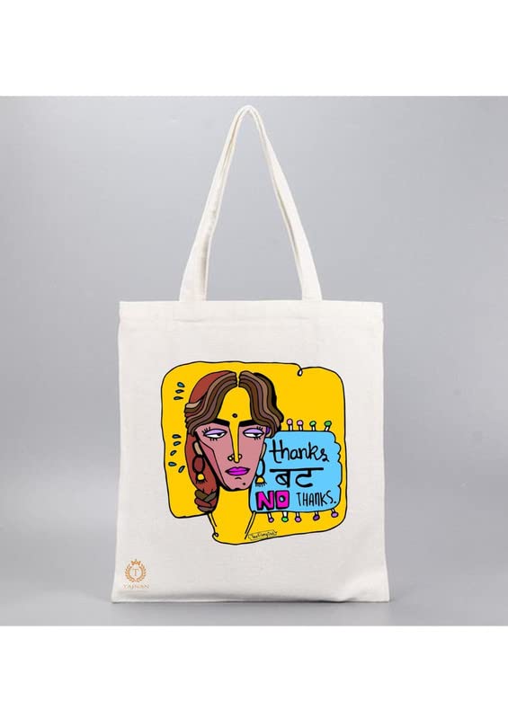 TAJNAN Reusable Tote Bags|100% Organic Cotton Grocery Bags|Eco-Friendly, Multi-Purpose Canvas Bag|Sturdy & Spacious, Pack of 1