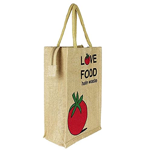 Unisex-adult Zyra Fashion Jute Bag Tiffin Bag Multi Purpose Casual Tote Bag Handbag Medium Size (L-11''*W10''*H5'' Inches, Beige