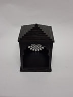 Attractive Craft Store MDF Temple for Car Dashboard & Home Decor | Traditional Wooden Mandir for Idols and Decorative Spiritual Altar | Black | Pack of 1