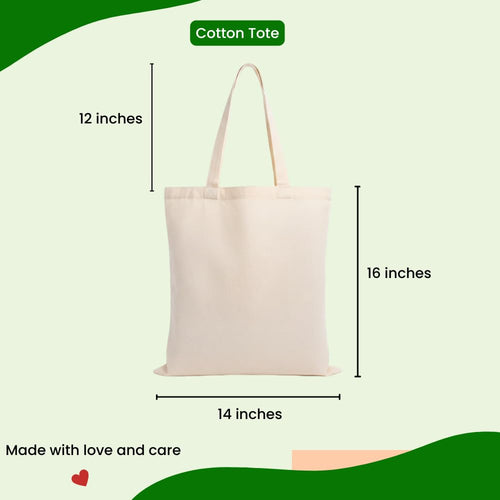 14x16 Inch Cotton Plain Tote Bag, Reusable Shopping Bag, Large Size Cotton Hand Bag For Grocery,Office,College,Travel, Beige (Pack of 12)