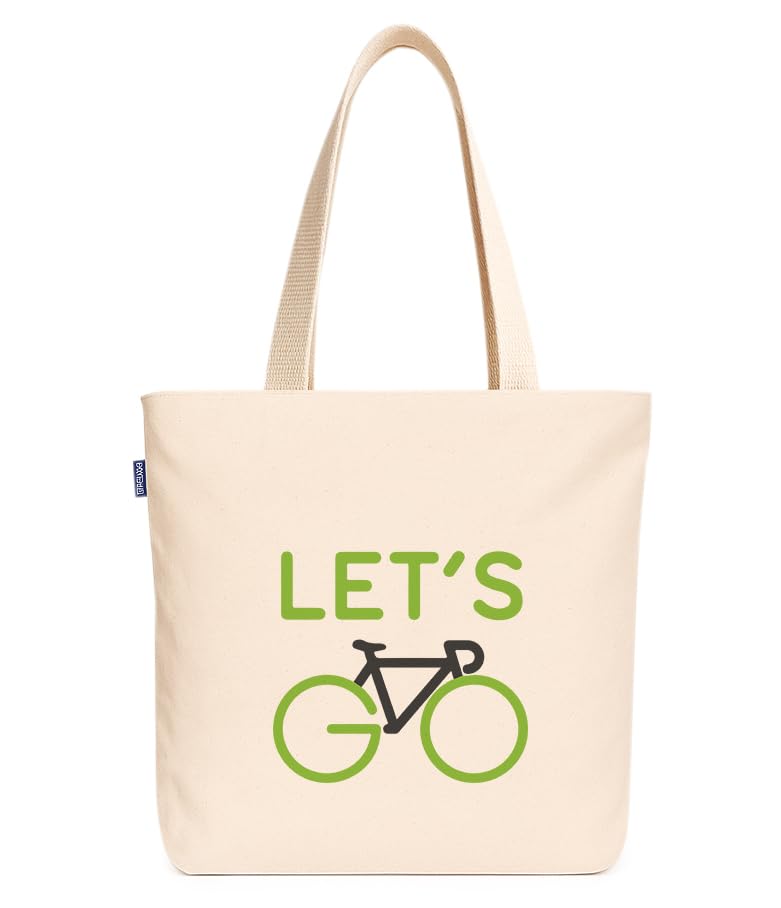 Econest Premium Canvas Tote Bags for Women with zip closer | unique tote bag for Girls, 100% Organic Cotton Tote bag | beach | gift | office, school & Daily Usable strong handbag (Lets Go)