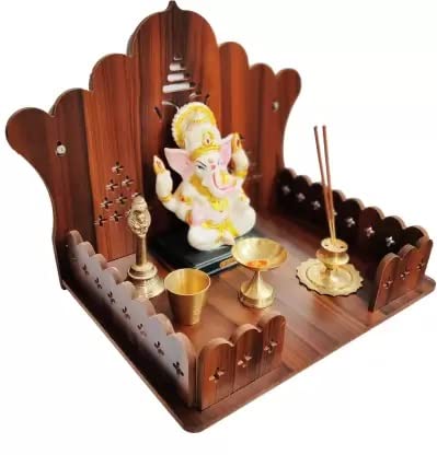 SSI Fully Handmade beautyfull Small Wooden Home and Office Temple/Pooja Mandir Pooja ghar (DRK Brown)