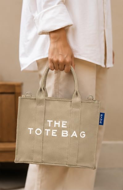 AQVA Small Tote Bag for Women with Pouch | 100% Cotton Canvas Mini Handbag | Stylish Shoulder Bag for Office, Travel, Daily Use (10x8x5 inch, Kraft)