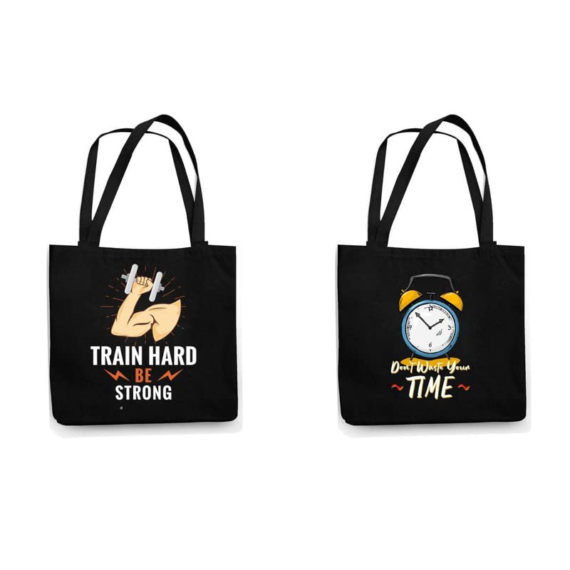 TheYaYaCafe Cotton Printed Tote Bag combo of 2|Multipurpose bags| Reusable Bags |Lightweight|Eco-friendly Grocery Bags