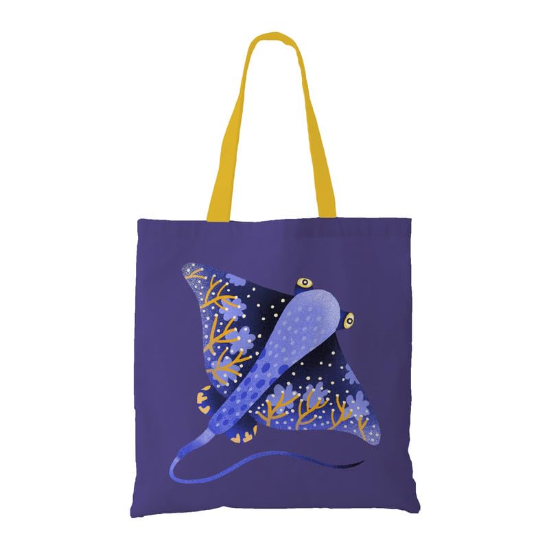 The Purple Tree Sting Ray Tote Bag witH for Women - 1 Pc, Woman Tote Bag, Eco Friendly Tote, Underwater Theme Bags, Gifts For Women