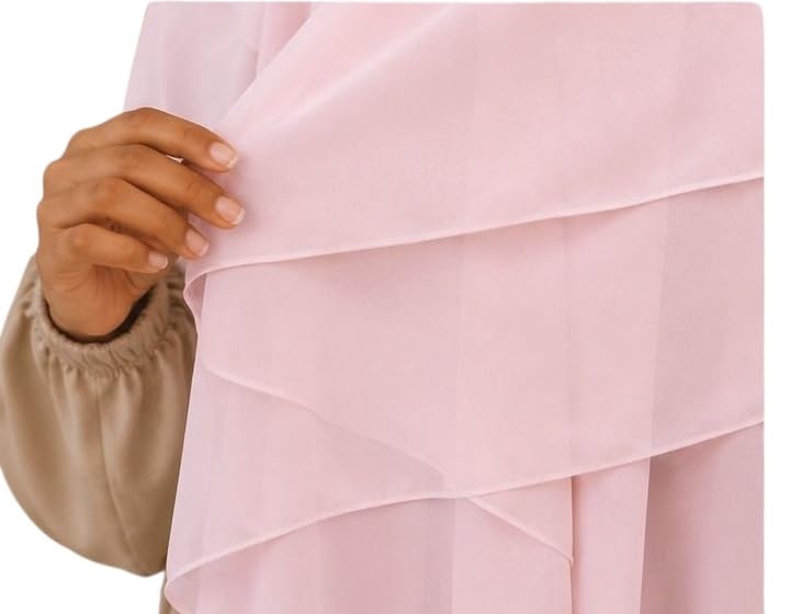 TRIPLE LAYER KHIMAR HIJAB/MULTI LAYER HIJAB/FULL SIZE KHIMAR LAYER (BABY PINK)