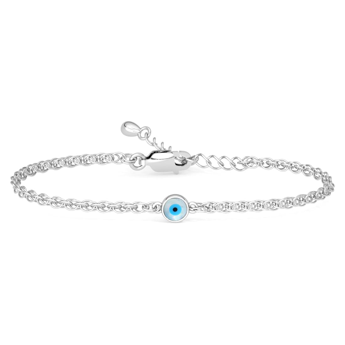 Clara 925 Silver Evil Eye Chain Adjustable Bracelet Gift for Women & Girls