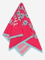 Beau Design Women's Stylish Square Polyster Trendy Digital Printed Fashion Head Neck Scarf Stole Wrap - Dark Pink Blue Large 29 X 29