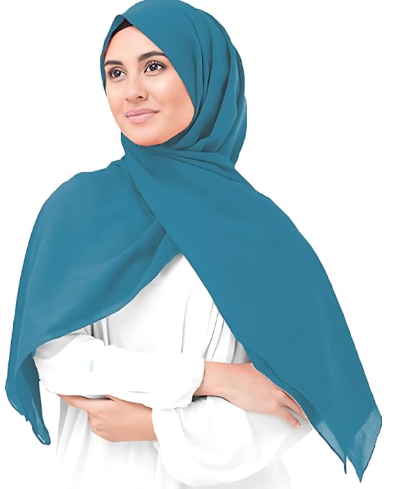 Masrat Collection Poly Georgette Scarf Women Girls Wrap Large Size Hijab Dupatta (Sky Blue)
