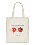 Delhi Printing Co. I love you tomatoes tote bag|Strong Cotton Bag for Shopping | Canvas Tote Bag for Women & Girls | Stylish Cotton Handbags (DCTBH-176)