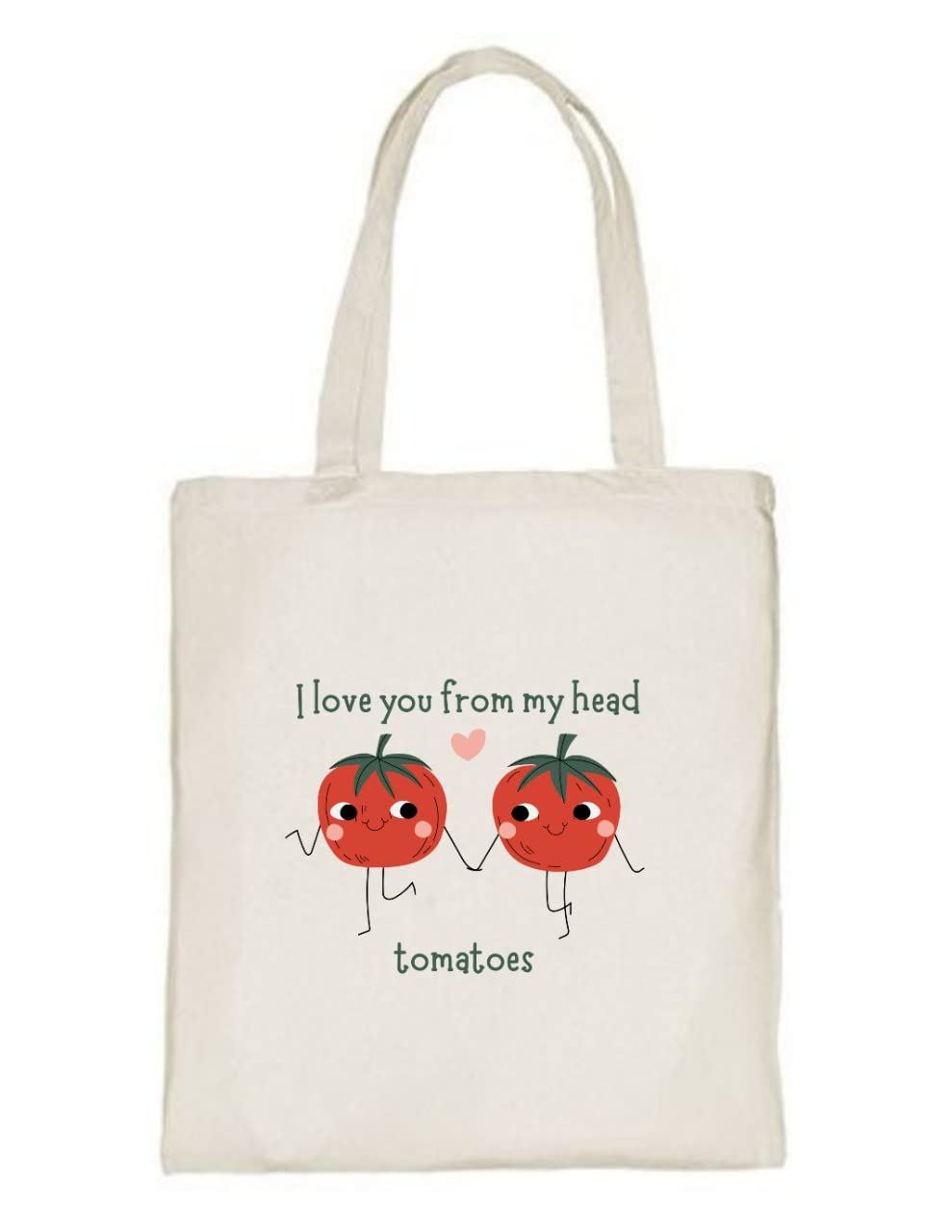 Delhi Printing Co. I love you tomatoes tote bag|Strong Cotton Bag for Shopping | Canvas Tote Bag for Women & Girls | Stylish Cotton Handbags (DCTBH-176)