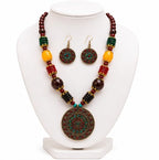 PRIMENEST Handmade Multicolor Afghani Tribal Necklace Set for Women & Girls | Antique Pendant Statement Jewelry with Earrings | Boho Ethnic Fashion Jewellery for Party, Wedding, Festival Traditional