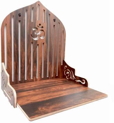 MELANA Wooden Wall Mount Temple for Home Shop Office | Art and Craft Wooden Temple | Home Temple | Puja Mandir |Wall Hanging and Table Top Home Mandir Temple (Brown Color)