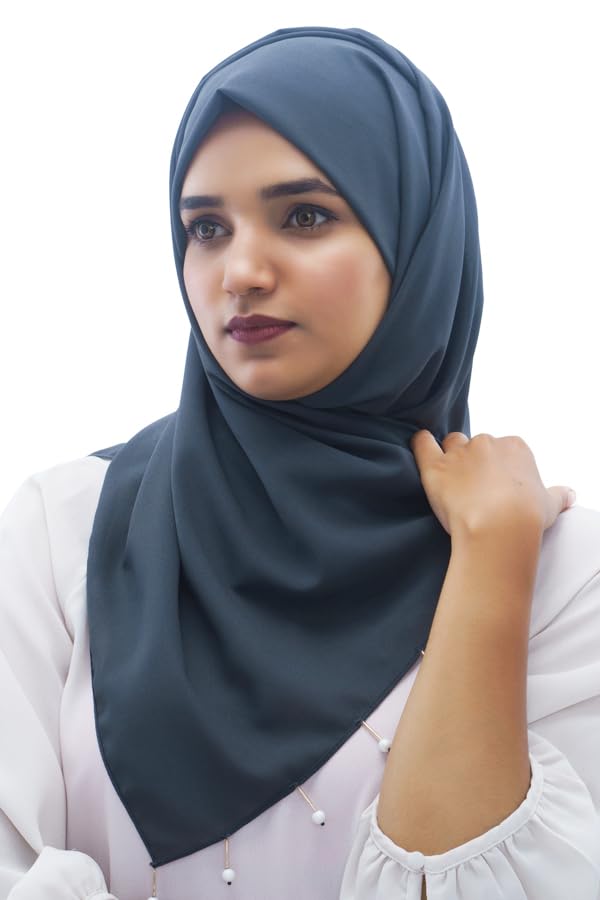 Urshia Georgette Pearl Hijab With Moti Latkan and Diamond Accents (Cement Grey)