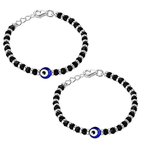 DHRUVS COLLECTION 925 Pure Silver Nazariya Bracelet for Baby Boys & Girls | First Rakshabandhan Gift for Newborn, Infant, Toddler (Length - 4.5 Inch, Suitable for 6 Months to 18 Months)