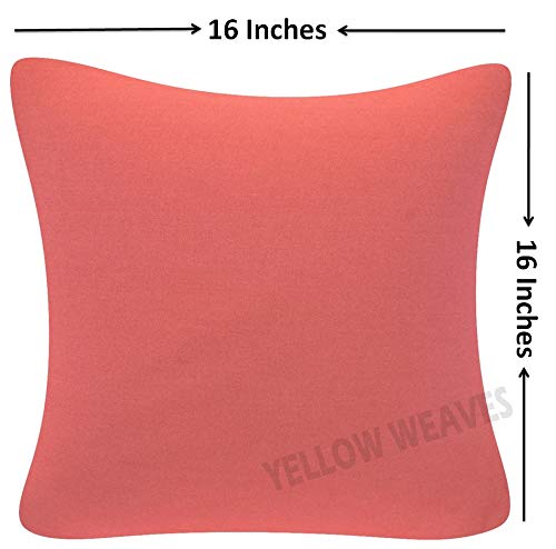 Yellow Weaves Cotton,250 TC Canvas Decorative Cushion Covers, (16 X 16 Inches), 1 Piece, Red