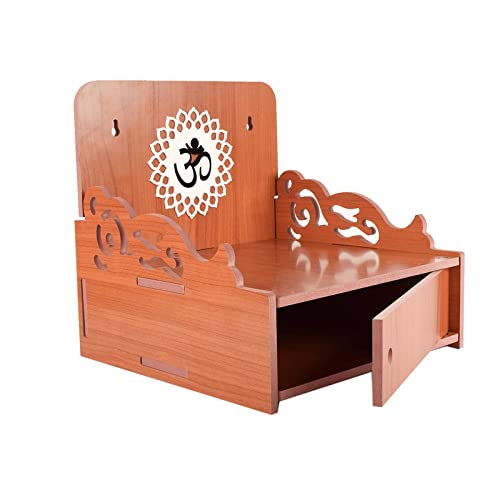 Lexical Wooden Readymade Wall Hanging Puja Temple for Home God Stand for Pooja Room Mandir Wood Devghar Stand for Office and Shop Lexical-436