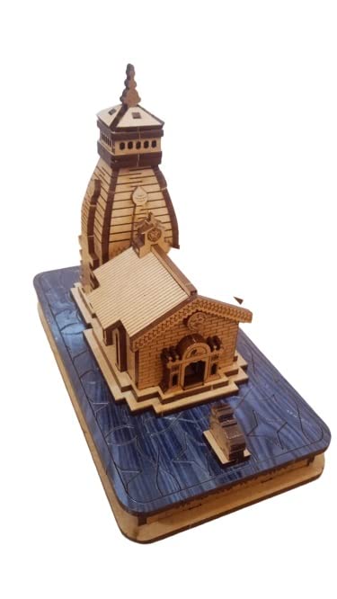 Handmade Wooden Miniature Kedarnath Temple 3D Model, 8 X 14 X 12 cm
