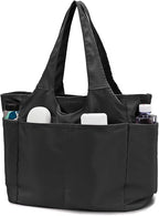 Voroly Tote Bag Women Casual Handbag Shoulder Bag Purses with Zipper and Pockets for Work School Gym Travel Shopping (BLACK)