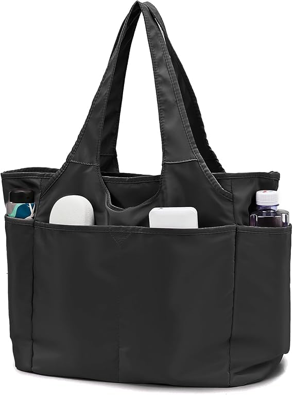 Voroly Tote Bag Women Casual Handbag Shoulder Bag Purses with Zipper and Pockets for Work School Gym Travel Shopping (BLACK)