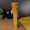 Vasu Creation Ashoka Pillar Wooden Decorative Statue, Hand Carved, 30 cm, Golden Brown (10inch)