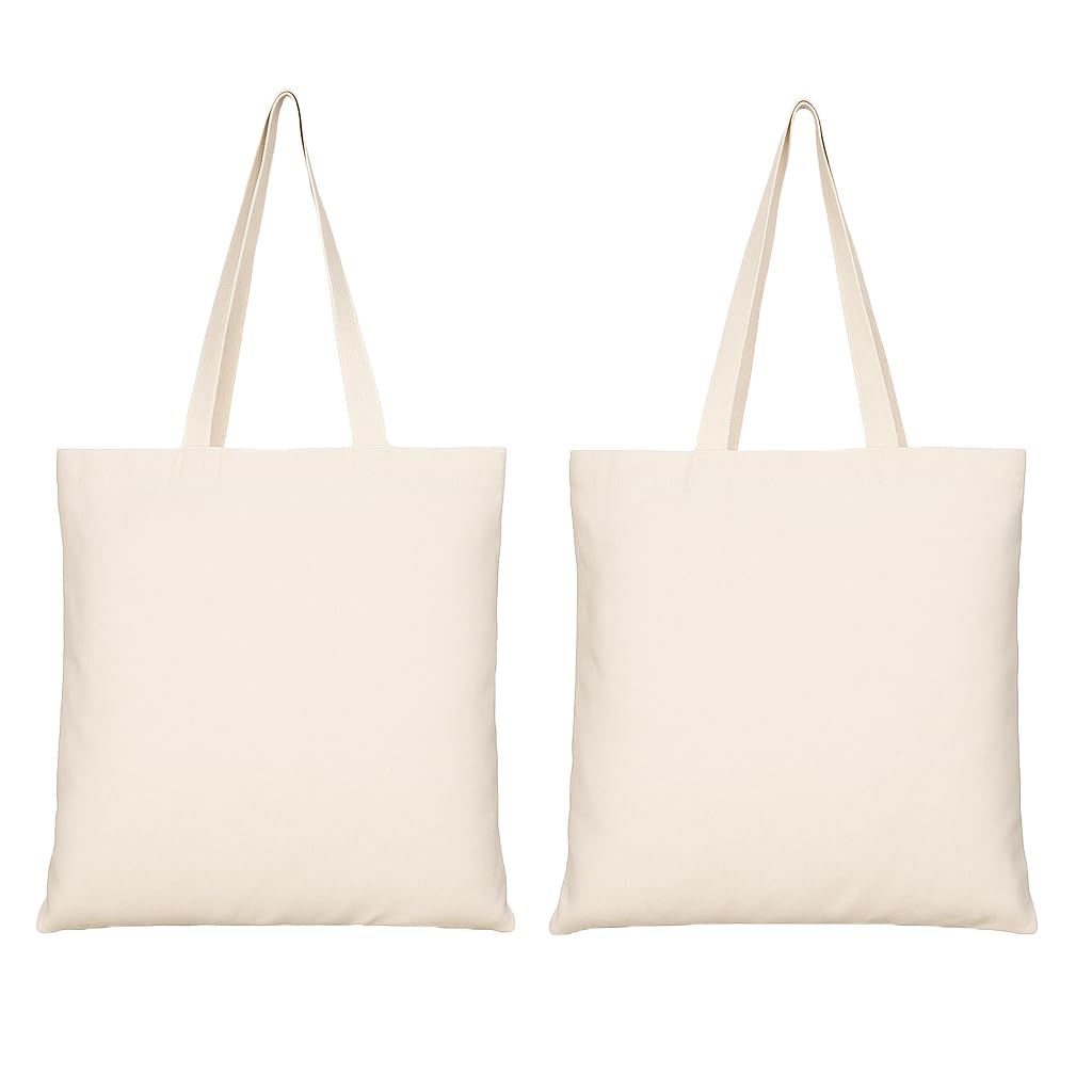 Bhoomi Impex Cotton Bags, Natural Cotton, Large Shopping Bags with Long Handles, Set of 2, Off-White Tote Bag for Women/Girls | Multipurpose Bags for School/Gym/Shopping