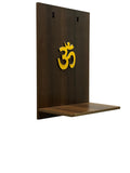 Wooden Temple with Golden Om, Wall Hanging Mandir, Home and Office Wall Mounted Temple