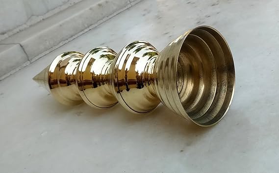SHRIJIMATHURA Temple Kalash Pure Brass Orginal Vrindawani 4 Steps Superior Brass Gold Plated Version with lekar Coating