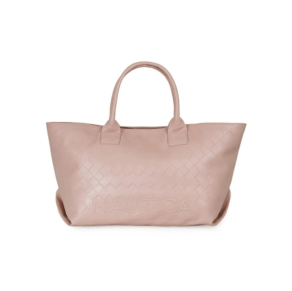 Nautica Women's Large Tote Bag | Durable PU with Quilted Design & Padded Grab Handles Ladies Shoulder Bag | Premium Spacious Handbag with Magnetic Closure for Girls | Pink